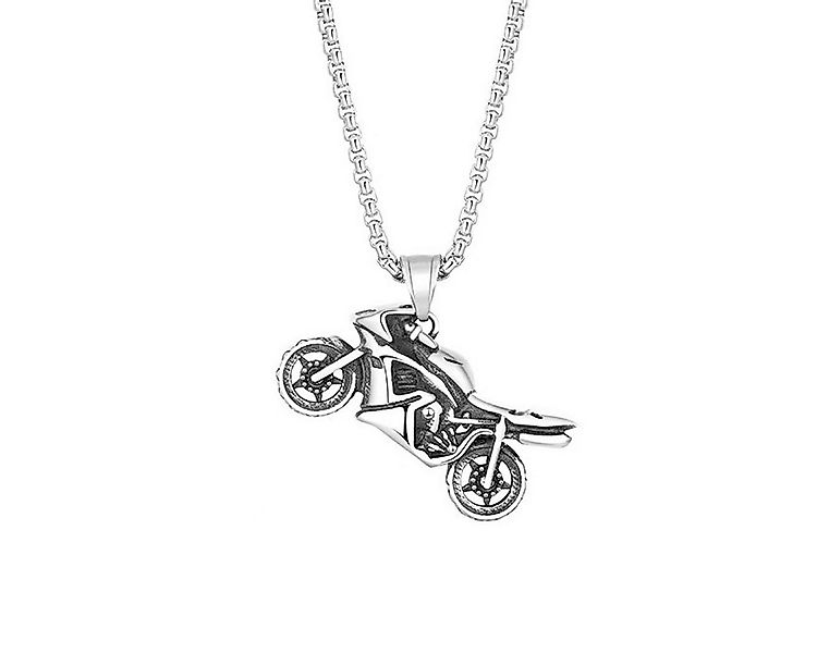 KARMA Kette mit Anhänger Herren Motorrad Edelstahl Silber Schmuck 70cm Kett günstig online kaufen