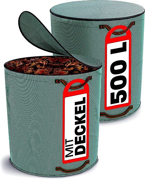 Praknu Gartenbox 2er Gartensack Set mit Deckel 500L - XXL Groß - 4 Reißfest günstig online kaufen