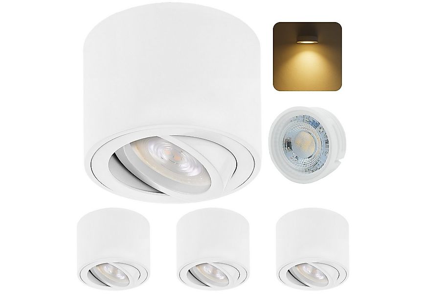Sweet LED LED Aufbaustrahler flach 4er Set 5 W 230 V Aufbauspots rund weiß günstig online kaufen