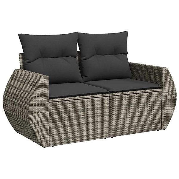 vidaXL Gartensofa 2-Sitzer mit Kissen Grau Poly Rattan 366142 günstig online kaufen