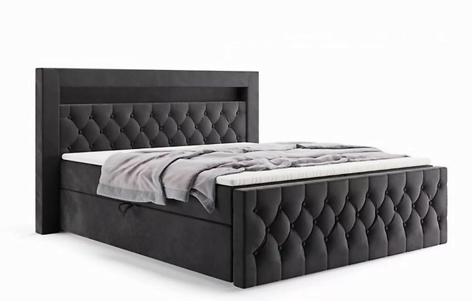 Labett Boxspringbett mit gestepptem Kopf- & Fußteil GOLD 9, 140x200 160x200 günstig online kaufen