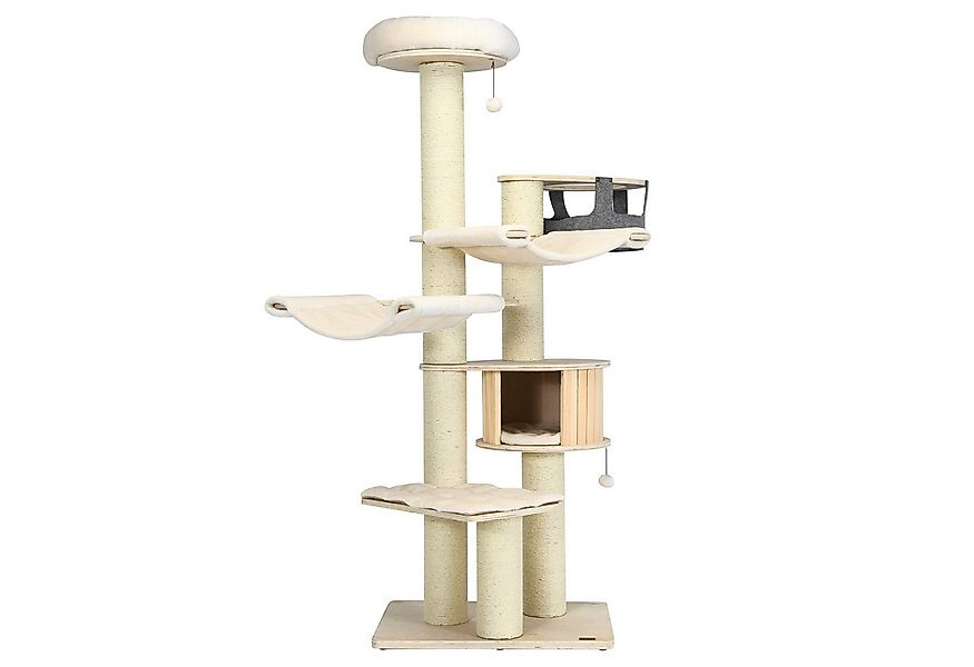 COSTWAY Kratzbaum 197cm Katzenbaum, 7-stöckig, mit Hängematte & Katzenhöhle günstig online kaufen