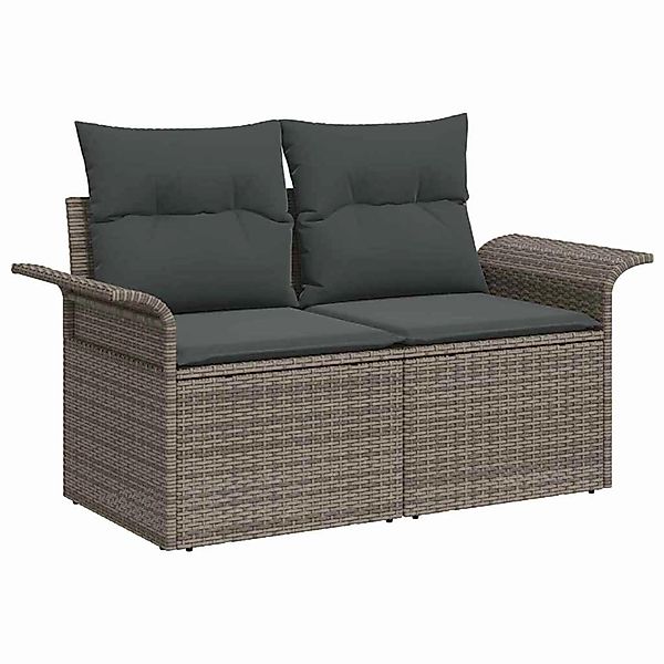 vidaXL Garten-Sofa-Set mit Kissen mit Speicher 6-Tlg Grau Poly Rattan 33570 günstig online kaufen