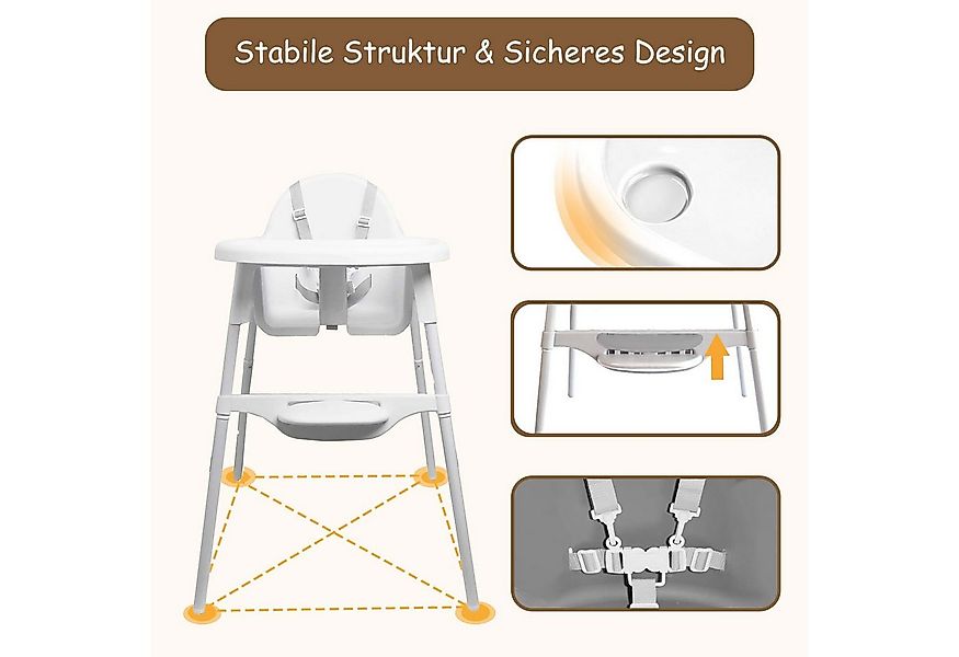 Yalion Kinderstuhl Kinderstuhl mit Tablett- Höhenverstellbarer Baby Chair K günstig online kaufen