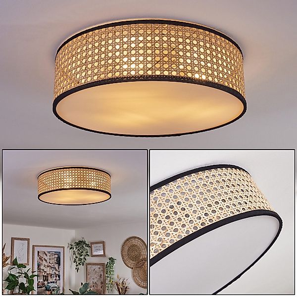 hofstein Deckenleuchte Deckenlampe aus Metall/Rattan/Kunststoff in günstig online kaufen