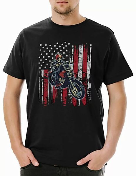 Urban Backwoods Print-Shirt Skeleton Biker Herren T-Shirt Biker Club MC Roc günstig online kaufen