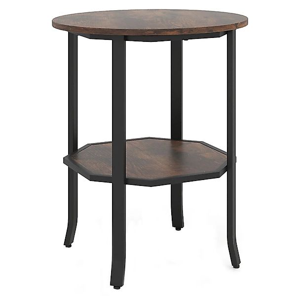 Costway Runder Beistelltisch 2-Stufiger Sofatisch mit Offenem Regal günstig online kaufen