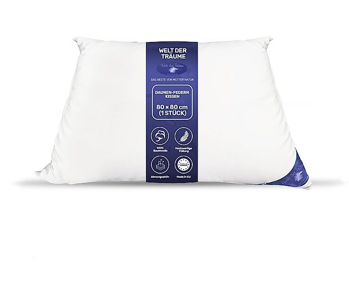 Welt der Träume Daunenkissen Daunenkissen Kissen Kopfkissen 80x80 cm 80% Da günstig online kaufen