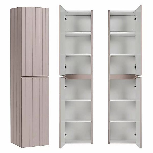 Lomadox Hochschrank IRAKLIO-56-ROSE Badschrank altrosa, Rillen Design, 2 ge günstig online kaufen