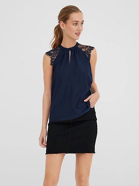 Vero Moda Spitzentop "VMMILLA SL LACE TEE" Materialmix, regular fit günstig online kaufen