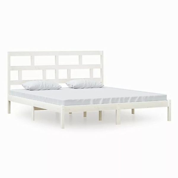 vidaXL Bettgestell Massivholzbett Weiß 180x200 cm 6FT Super King Doppelbett günstig online kaufen