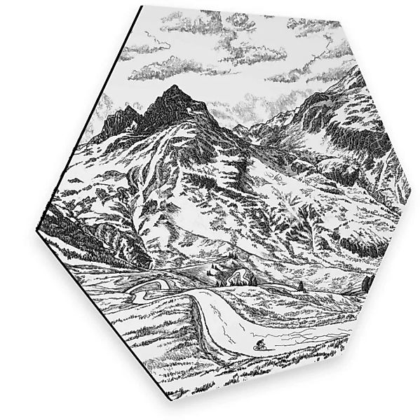 Wall-Art Metallbild »Alpenpass Frankreich Natur Weiß«, Schriftzug, (1 St.), günstig online kaufen