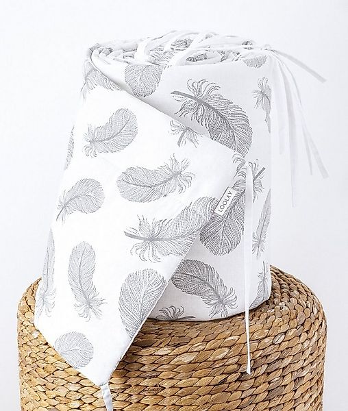 Loolay Bettnestchen GRAU WEIß Baumwolle BETTUMRANDUNG Babybett 420, 360, 21 günstig online kaufen