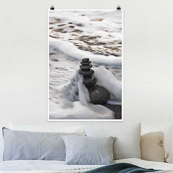 Poster Steinturm und Welle günstig online kaufen