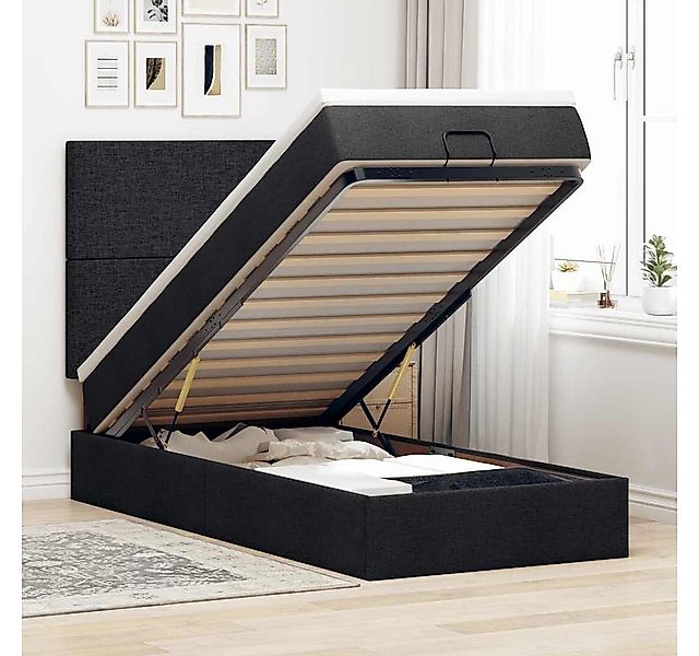 vidaXL Bett, Ottoman-Bett mit Matratze Schwarz 90x190 cm Stoff günstig online kaufen