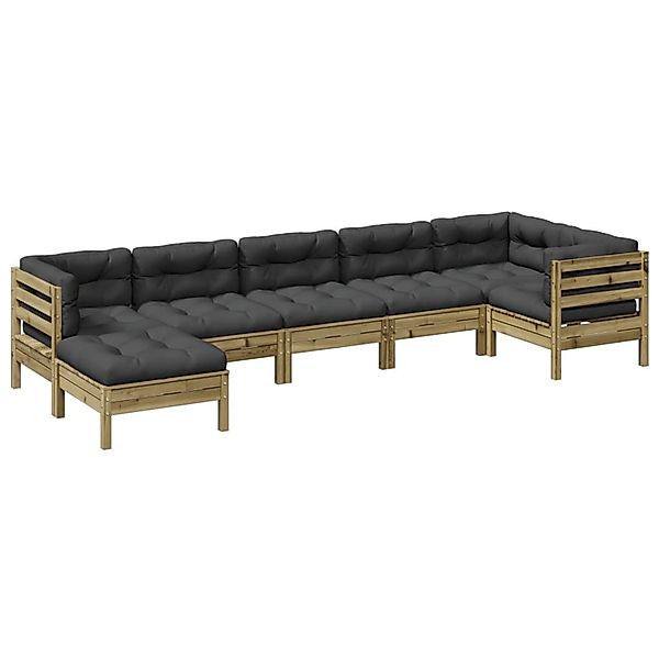 vidaXL 7-Tlg Garten-Sofagarnitur mit Kissen Kiefernholz Imprägniert 3299551 günstig online kaufen