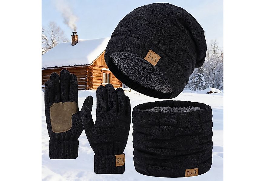 MODFU Mütze & Schal Winterset 3-teilig Mütze Schal und Handschuhe (Doppella günstig online kaufen