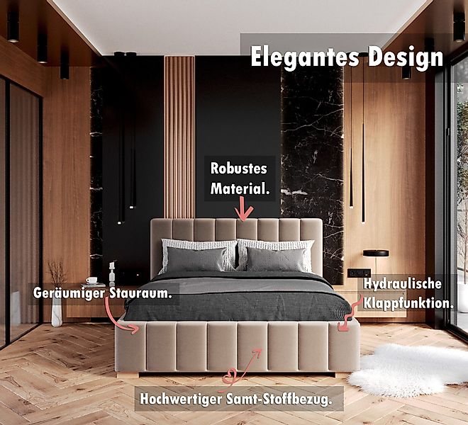 thematys Polsterbett Bett Stauraumbett Velours 90x200, günstig online kaufen