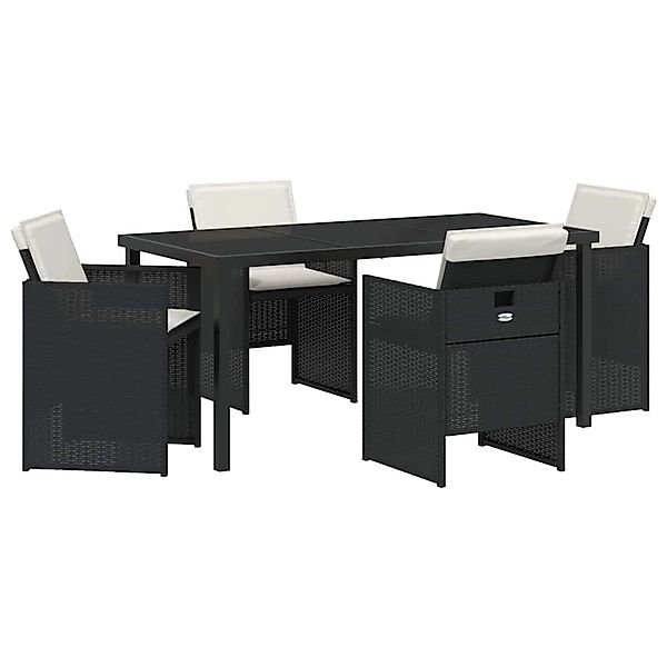 vidaXL Garten Essgruppe 5-Tlg Schwarz Poly Rattan 3380591 günstig online kaufen