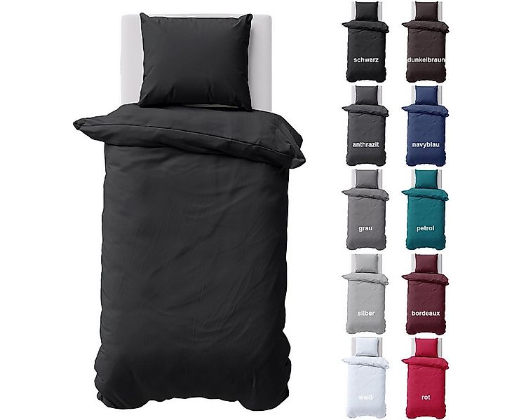 Visaggio Bettwäsche Baumwolle Uni Bettbezug Set Einfarbig 135x200, 155x220, günstig online kaufen