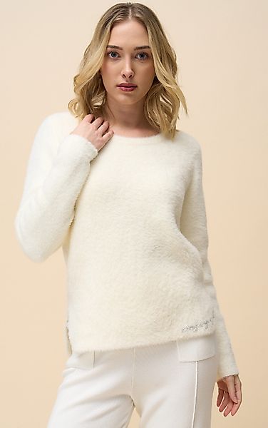 Passioni Strickpullover in Ecru, schlicht, flauschig günstig online kaufen