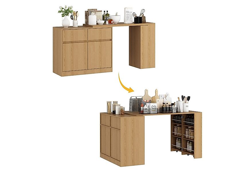 FUFU&GAGA Küchenwagen mit 2 Türen und 2 Schubladen, Aufbewahrungsschrank, 1 günstig online kaufen