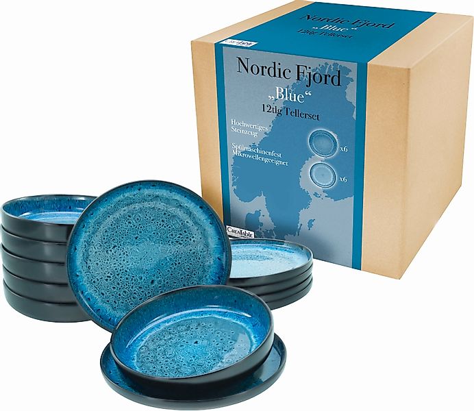 CreaTable Teller-Set »Nordic Fjord«, (Set, 12 tlg.), Tafelservice, 6 Speise günstig online kaufen