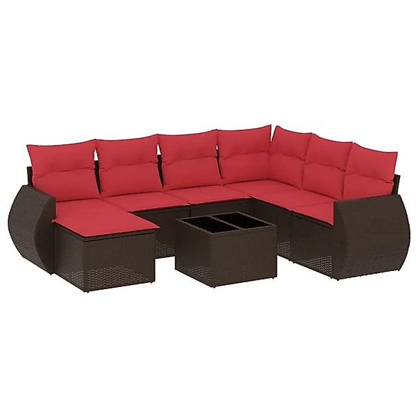 vidaXL 8-Tlg Gartensofa-Set mit Kissen Braun Polyrattan 3221713 günstig online kaufen