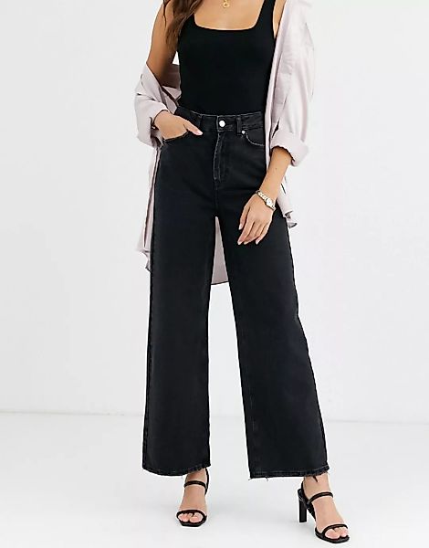 Vero Moda – Jeans mit weitem Beinschnitt-Schwarz günstig online kaufen