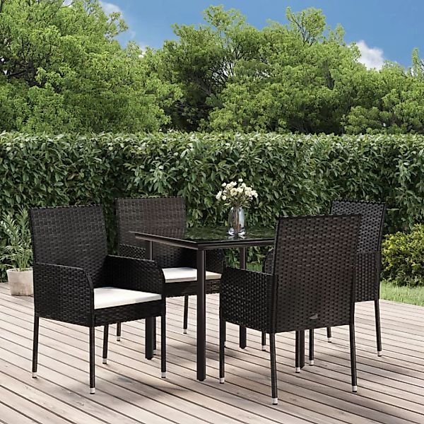 Vidaxl 5-tlg. Garten-lounge-set Mit Kissen Schwarz Poly Rattan günstig online kaufen