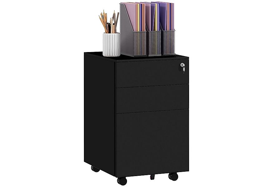 Vinsetto Rollcontainer Aktenschrank mit 3 Schubladen, Bürocontainer abschli günstig online kaufen