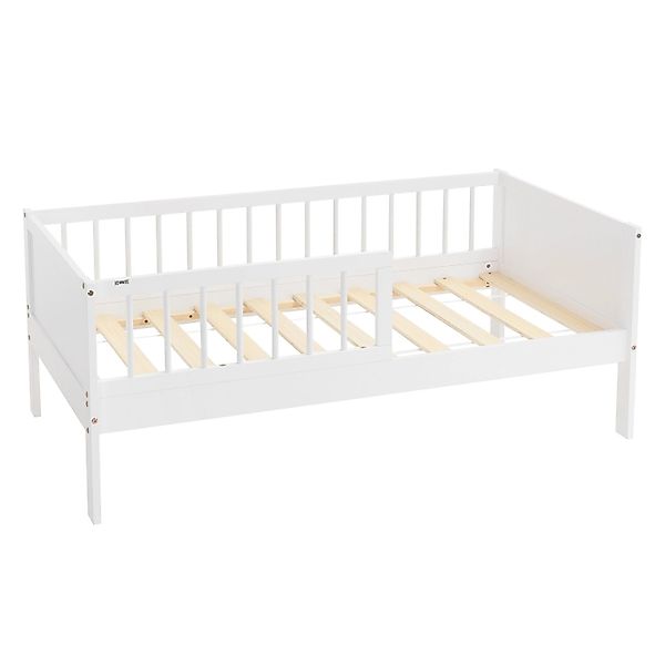 ML-Design Kinderbett 70x140 cm Weiß mit Lattenrost und Rausfallschutz günstig online kaufen