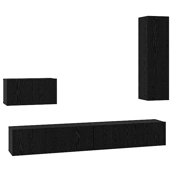 vidaXL Wand TV Schrank Set 4-Tlg Schwarz Eichen-Optik 200 x 30 x 30 cm 3393 günstig online kaufen