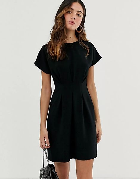 ASOS DESIGN – Minikleid mit geraffter Taille in Schwarz günstig online kaufen