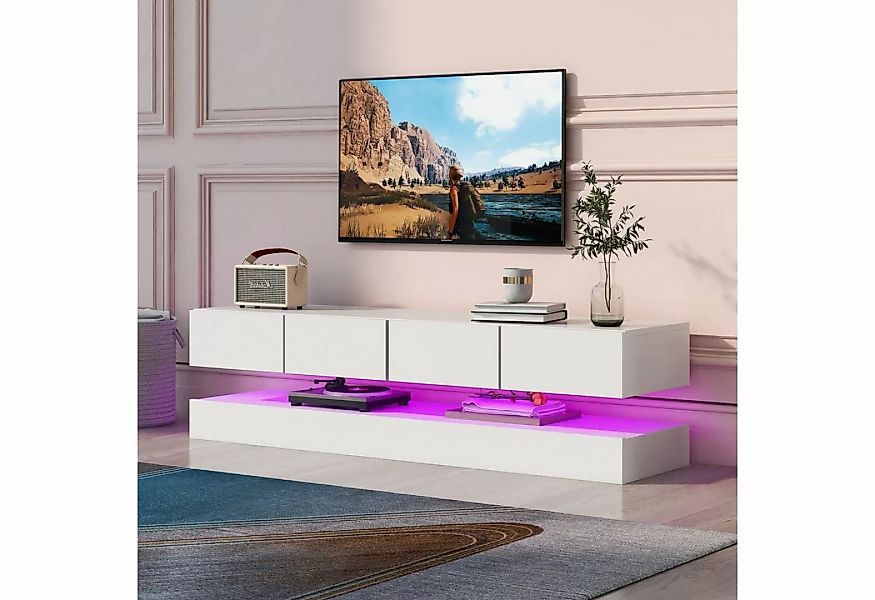 REDOM TV-Schrank LED TV Lowboard,Wandmontierter,TV-Ständer, (Weiß 130*33*15 günstig online kaufen