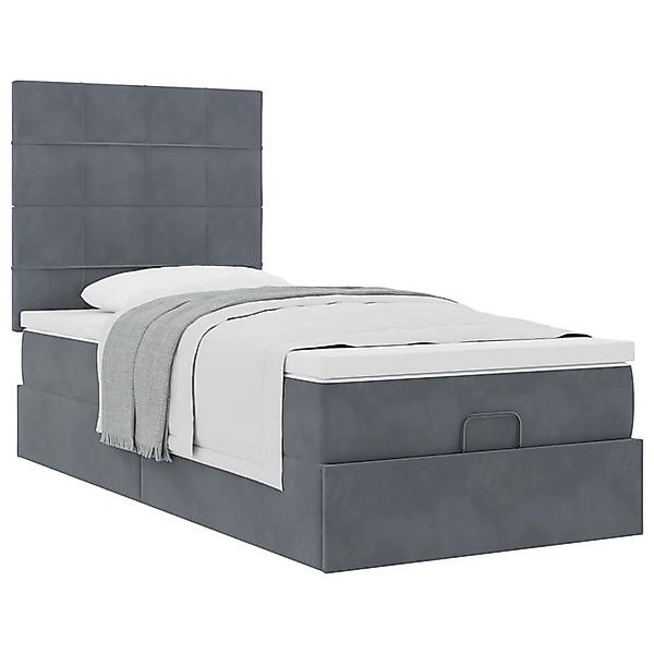 vidaXL Bett Ottoman-Bett mit Matratzen Dunkelgrau 90x200 cm Samt günstig online kaufen