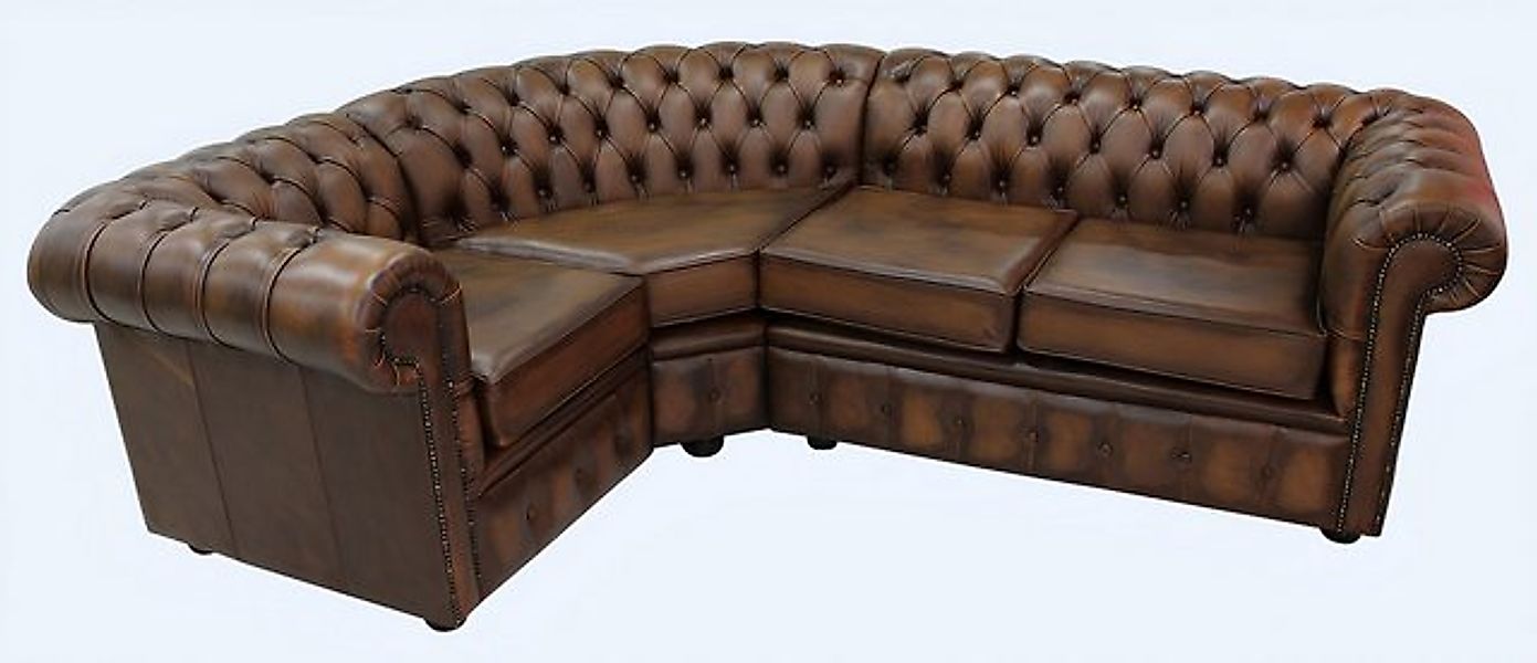 Xlmoebel Ecksofa Braunes Ledersofa Eckcouch Chesterfield Design Polstergarn günstig online kaufen