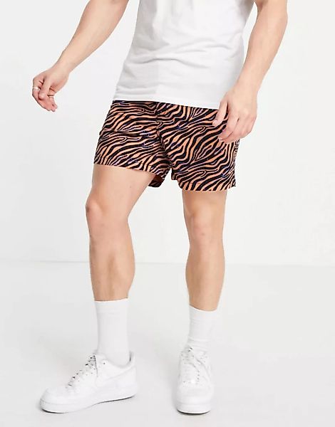 Jack & Jones Intelligence – Shorts in Orange mit Tierfellmuster und Kordelz günstig online kaufen