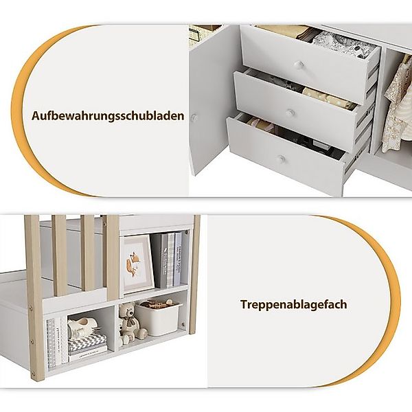 HAUSS SPOLE Kinderbett 90x200 mit Treppe, Schubladen, 2 Stauschränken und W günstig online kaufen