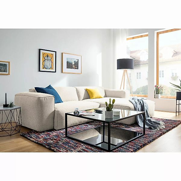 home24 Studio Copenhagen Ecksofa Hudson VII Saia Beige Strukturstoff 266x71 günstig online kaufen