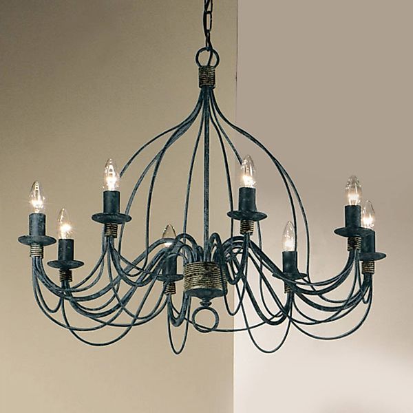 Kronleuchter Filo, 8-flammig, blauschwarz, Metall, Ø 78 cm günstig online kaufen