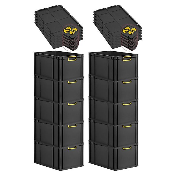 PROREGAL SparSet 10x Eurobox Nextgen Color Mit Auflagedeckel HxBxT 32x40x60 günstig online kaufen