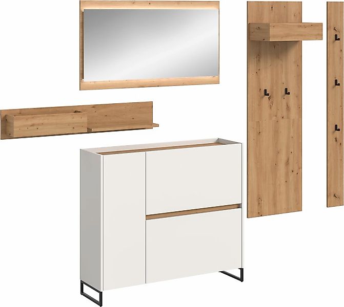 Home affaire Garderoben-Set "EVRID, 5-teilig, Breite 236 cm, inkl. Beleucht günstig online kaufen