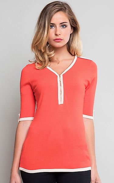 Passioni Kurzarmpullover mit Reißverschluss günstig online kaufen