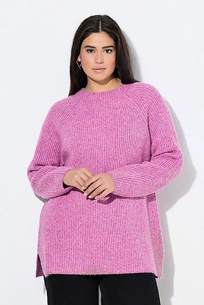 Ulla Popken Strickpullover Pullover Rippstrick Stehkragen Raglan-Langarm günstig online kaufen