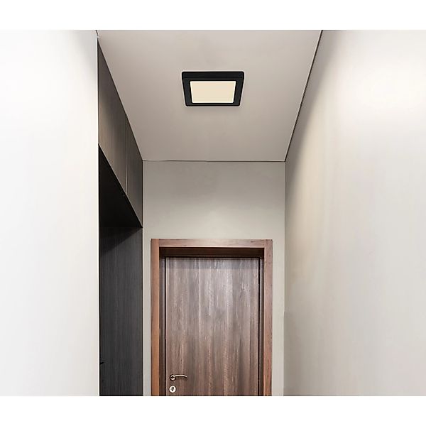 Globo LED-Deckenleuchte Lasse 1-flammig Schwarz 167 x 167 x 17 mm günstig online kaufen