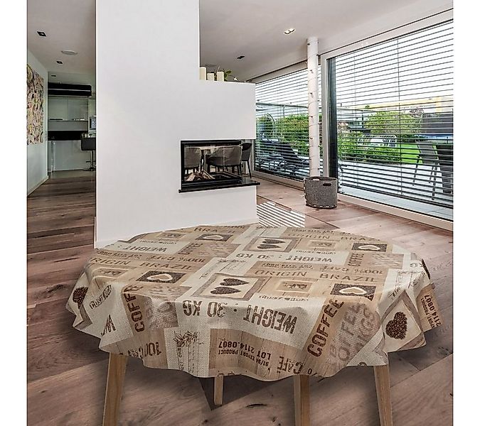 laro Tischdecke Wachstuch-Tischdecken Kaffee Herzen Rund 140cm günstig online kaufen