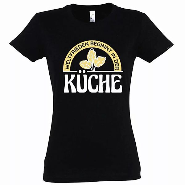Youth Designz T-Shirt Weltfrieden Beginnt In Der Küche Damen Shirt mit tren günstig online kaufen