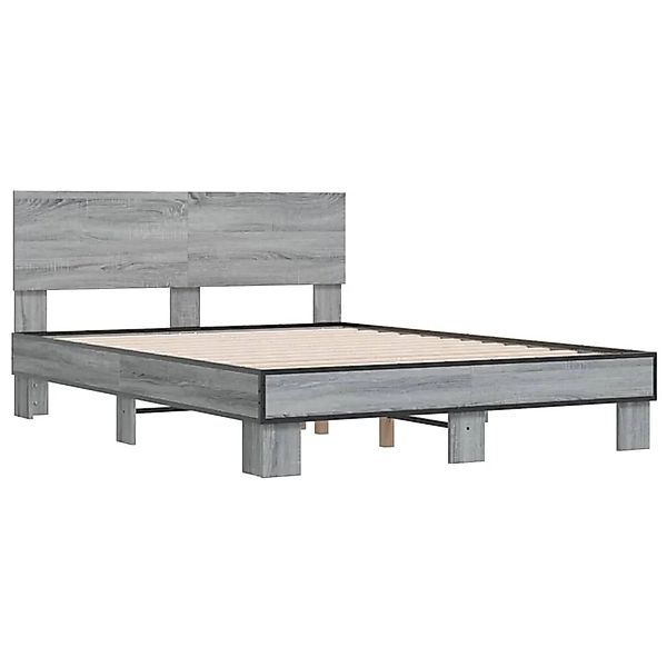 vidaXL Bettgestell Grau Sonoma 140x190 cm Holzwerkstoff und Metall 3280215 günstig online kaufen