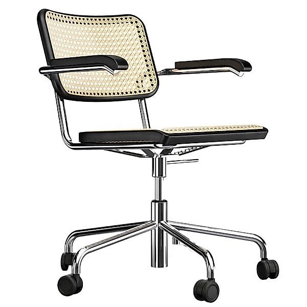 THONET Drehsessel S 64 VDR Dark Melange mit Armlehnen | Rohrgeflecht-Sitz | günstig online kaufen